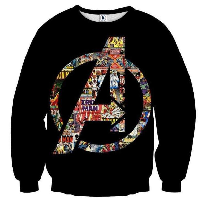 Avengers Black Logo3D Printed Avengers Sweatshirt