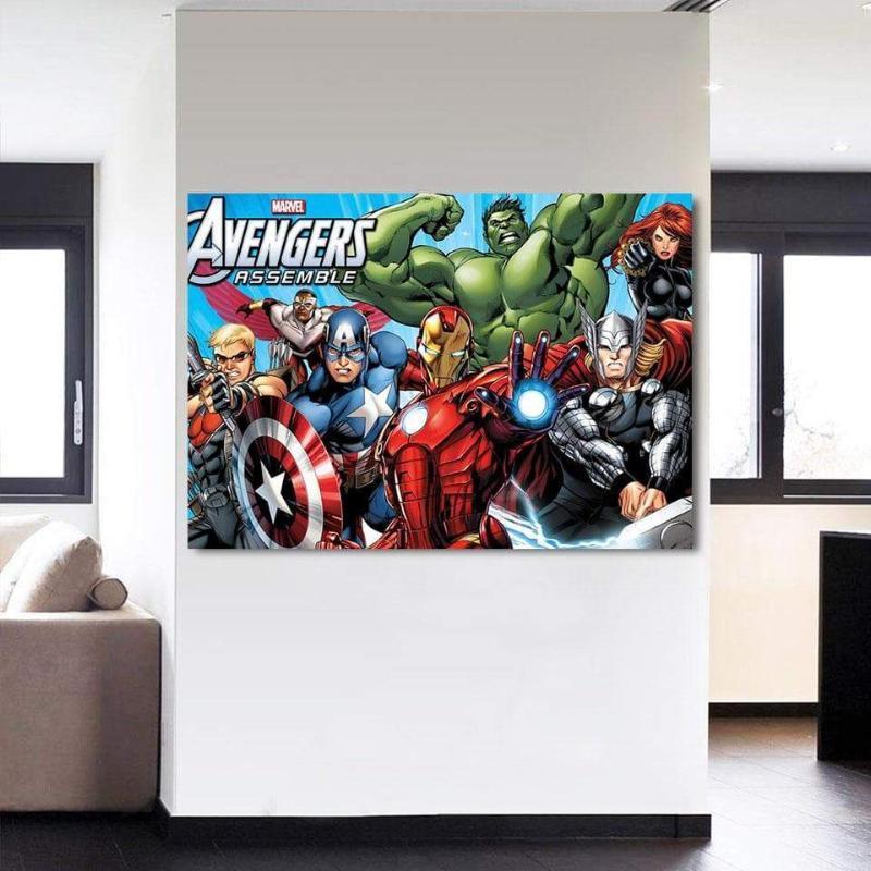 Avengers Comic Assemble 3D Printed Avengers Canvas