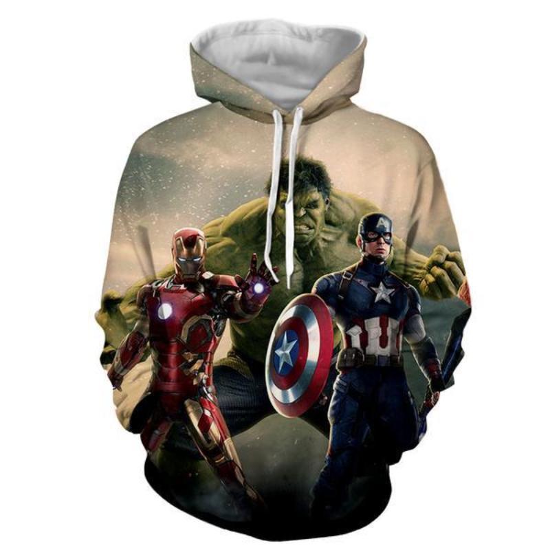 Avengers Hoodie: 3D Printed Captain America, Hulk & Iron Man Hoodie