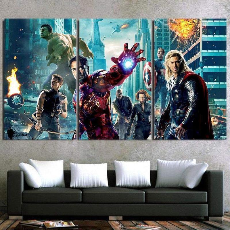 Avengers Part-1 3 Piece 3D Printed Avengers Canvas