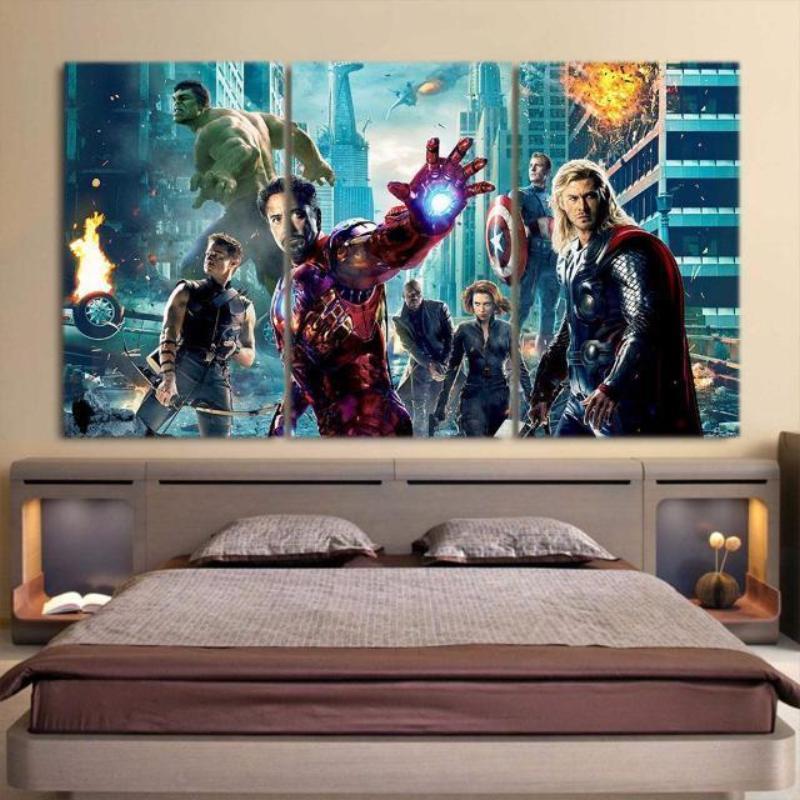 Avengers Part-1 3 Piece 3D Printed Avengers Canvas