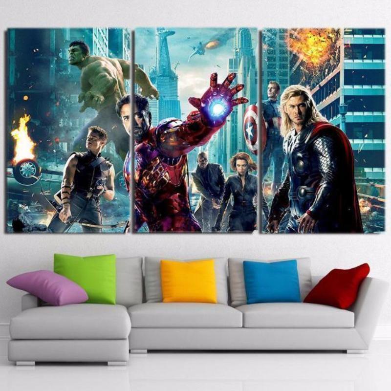 Avengers Part-1 3 Piece 3D Printed Avengers Canvas