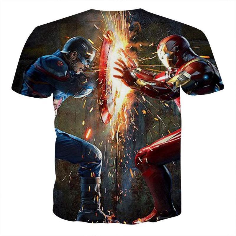 Avengers Tee: Captain America & Iron Man T Shirt 3D Printed