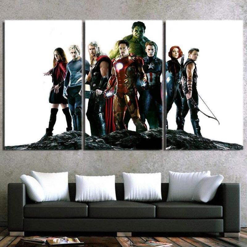 Avengers White 3D Printed Avengers Canvas