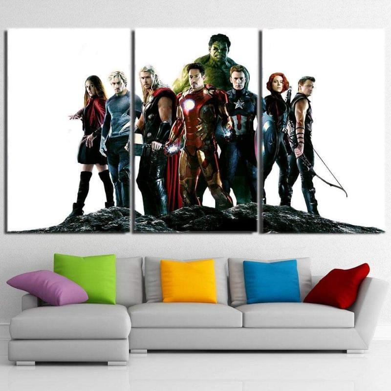 Avengers White 3D Printed Avengers Canvas