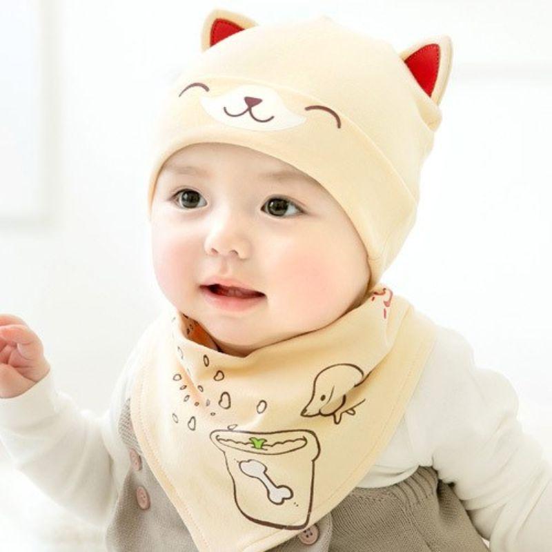 Cozy Baby Care Cat Hat and Bib