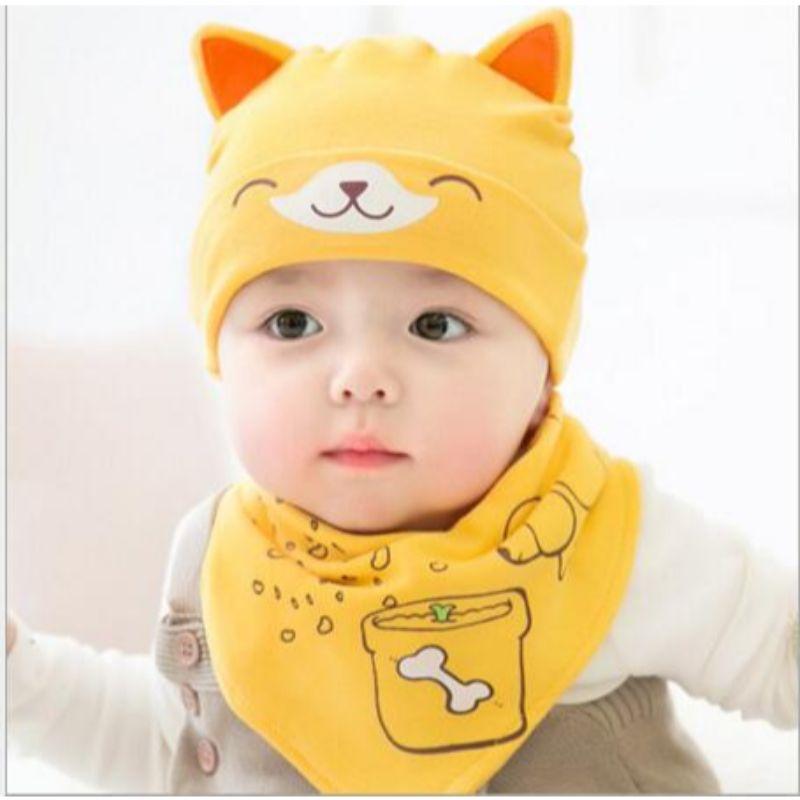 Cozy Baby Care Cat Hat and Bib