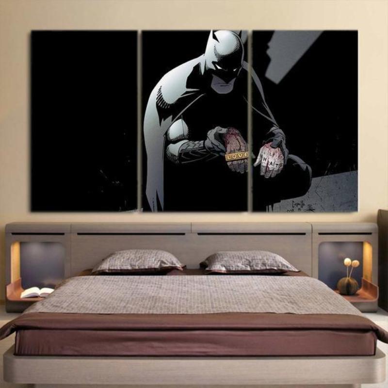 Batman Canvas Love,Hate 3D Printed Framed Canvas
