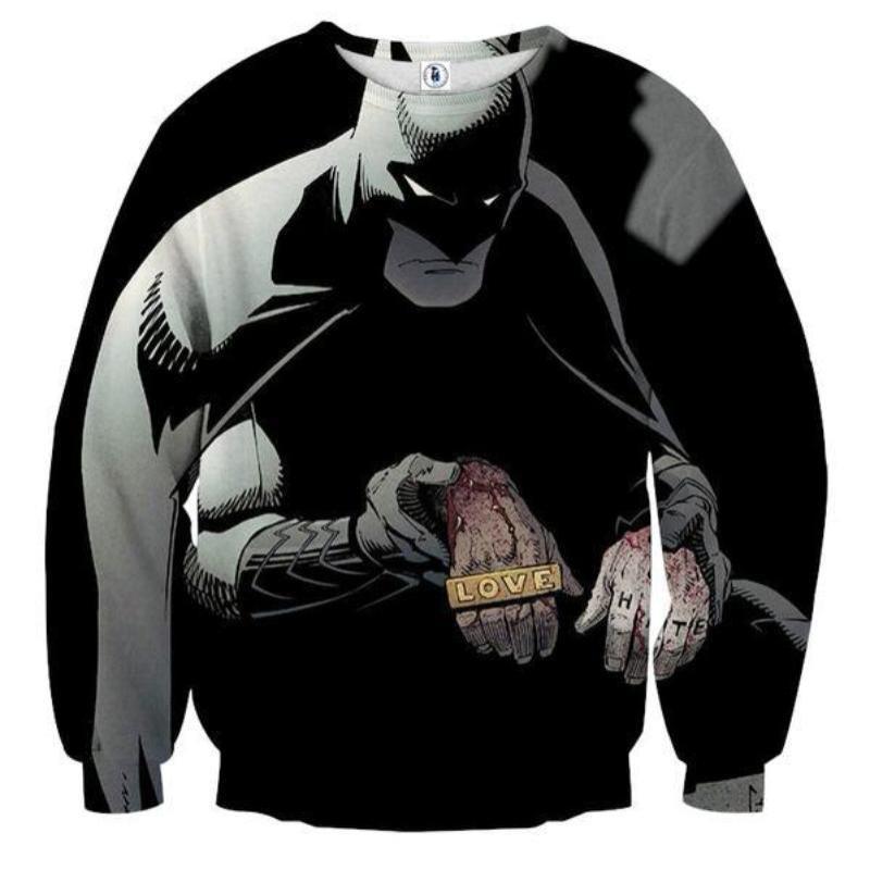 Batman Love,Hate 3D Printed Batman Sweatshirt