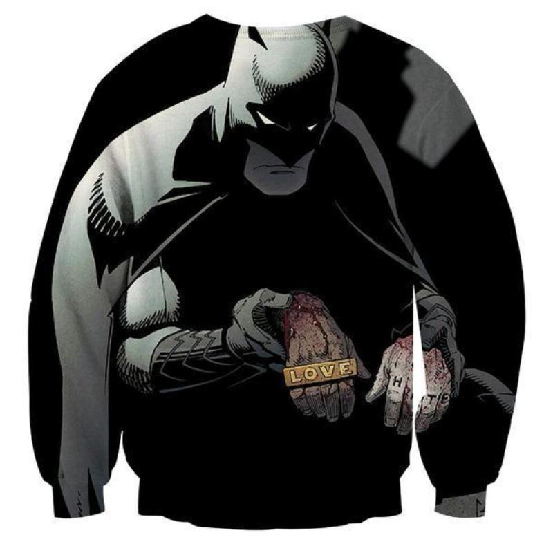Batman Love,Hate 3D Printed Batman Sweatshirt