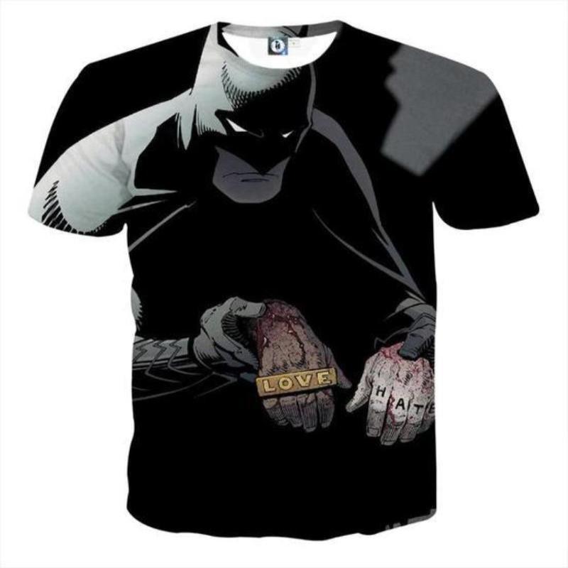 Batman Love,Hate 3D Printed Batman T-shirt