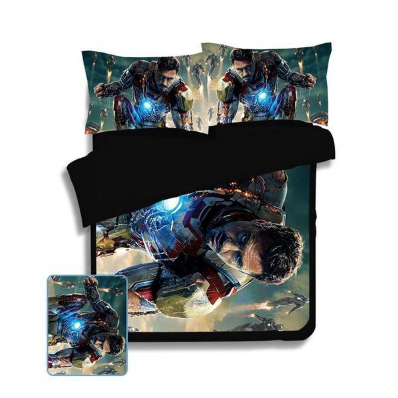 Black & Blue Iron Man Bed Set