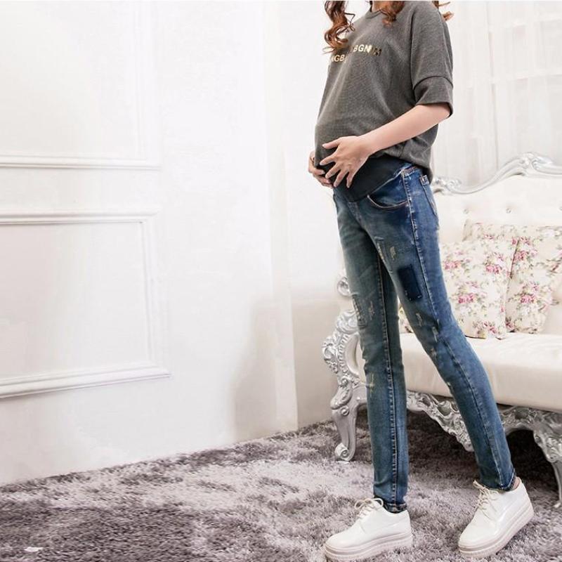 Distressed Over The Bump Stylish Maternity Ripped Jeans