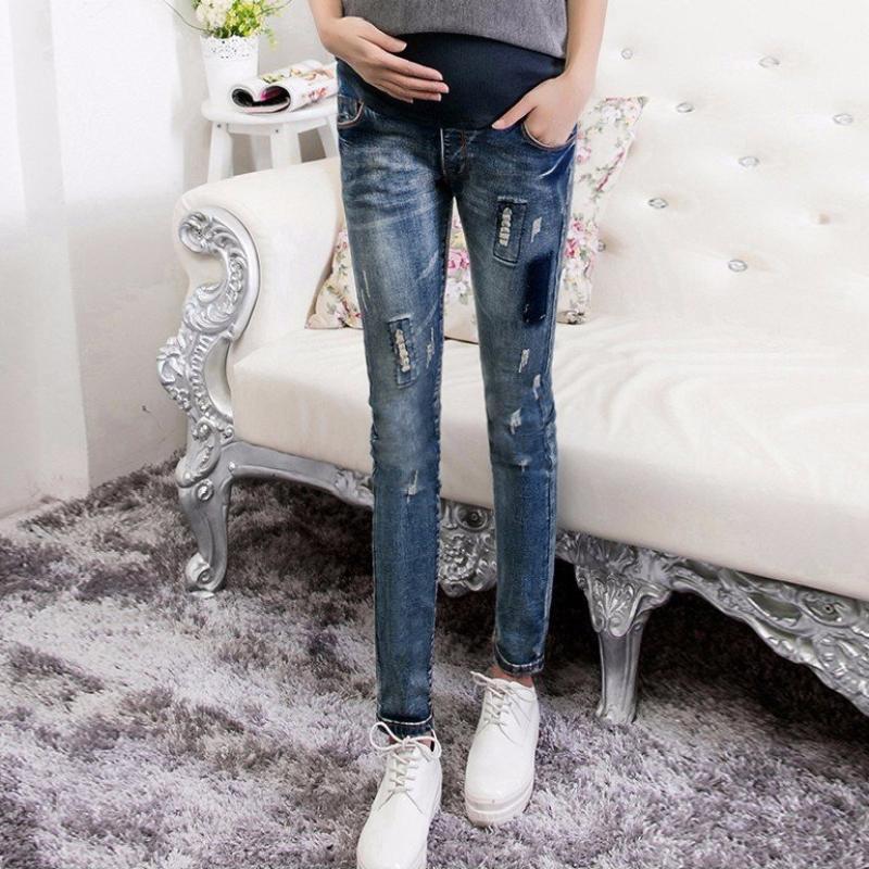 Distressed Over The Bump Stylish Maternity Ripped Jeans