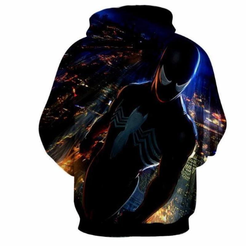 Black Spiderman 3D Printed Hoodie