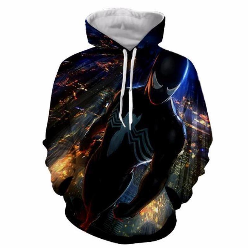 Black Spiderman 3D Printed Hoodie
