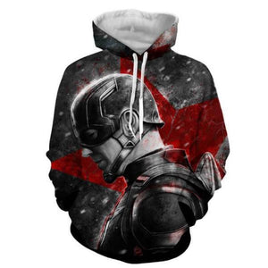 Black and White 3D Printed Captain America Hoodie