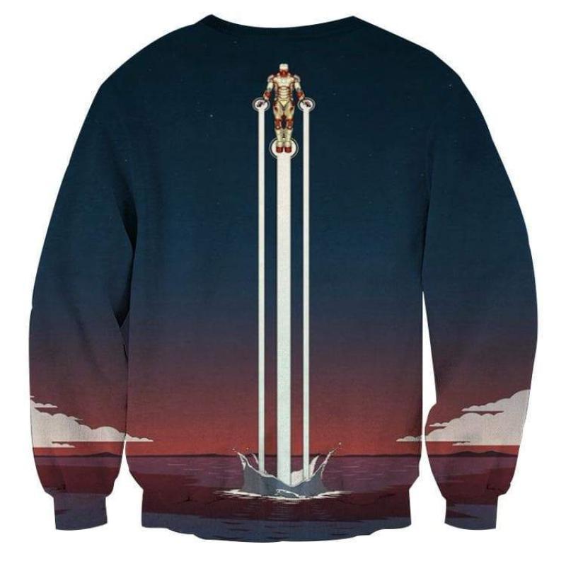 Blue 3D Printed Iron Man Sweatshirt