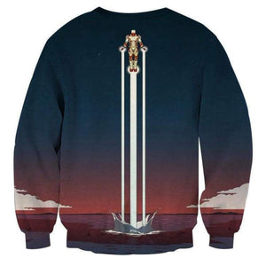 Blue 3D Printed Iron Man Sweatshirt