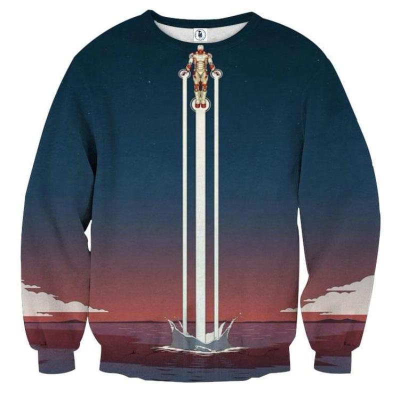 Blue 3D Printed Iron Man Sweatshirt