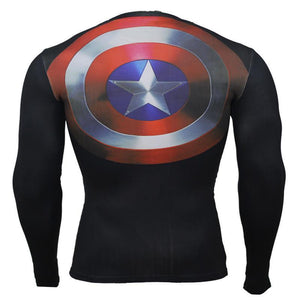 Captain America Shirt Black & Blue Long Sleeve Shirt