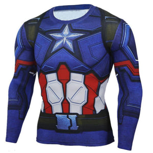 Captain America: 3D Printed Classic Captain America Long Sleeve Shirt