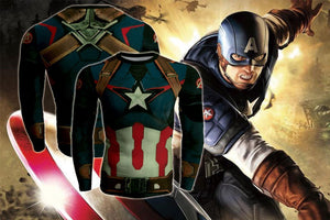 Captain America Shirt Nudiustertian 3D Printed Long Sleeve Shirt