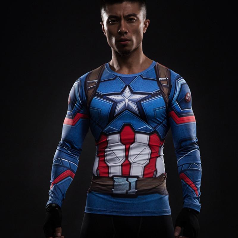 Captain America: 3D Printed Simple Captain America Long Sleeve Shirt