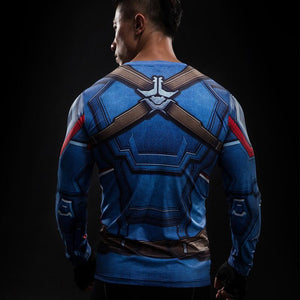 Captain America: 3D Printed Simple Captain America Long Sleeve Shirt