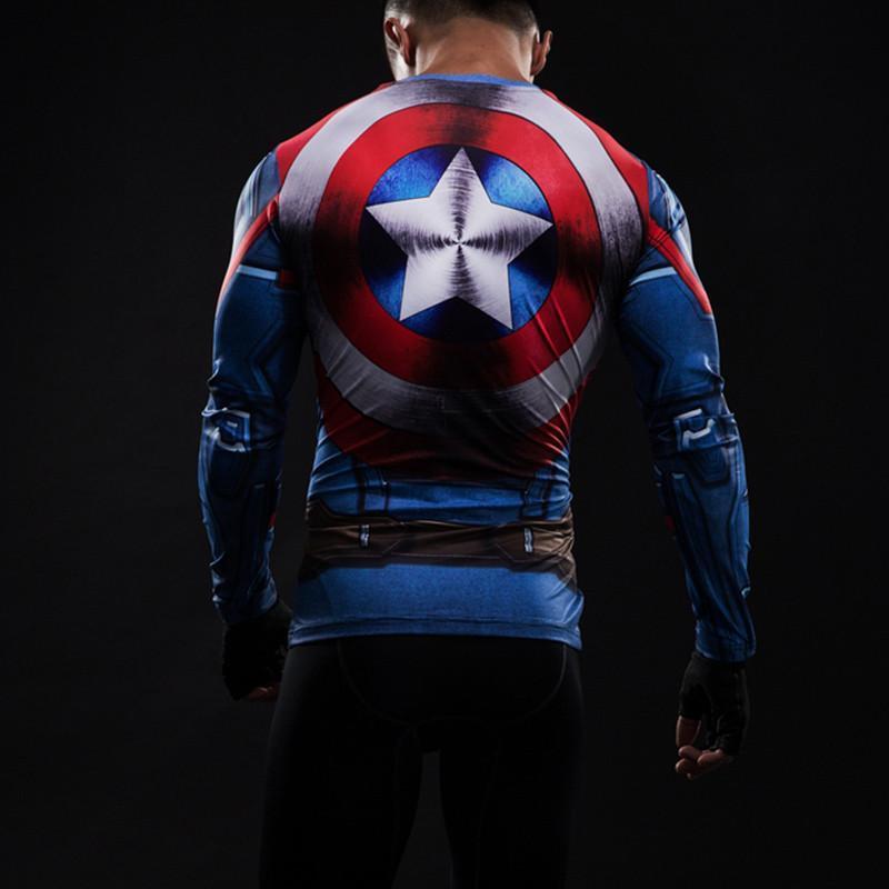 Captain America: 3D Printed Simple Captain America Long Sleeve Shirt