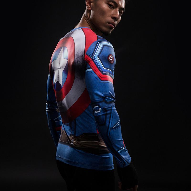 Captain America: 3D Printed Simple Captain America Long Sleeve Shirt