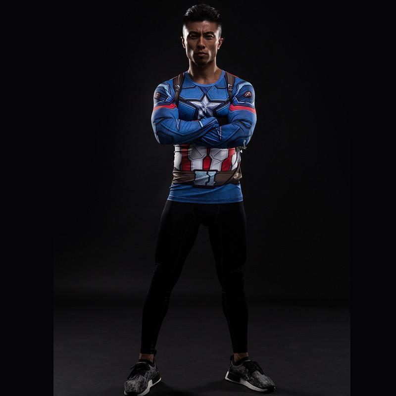 Captain America: 3D Printed Simple Captain America Long Sleeve Shirt