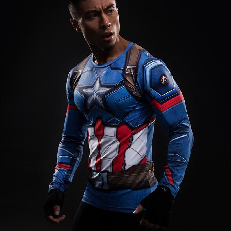 Captain America: 3D Printed Simple Captain America Long Sleeve Shirt