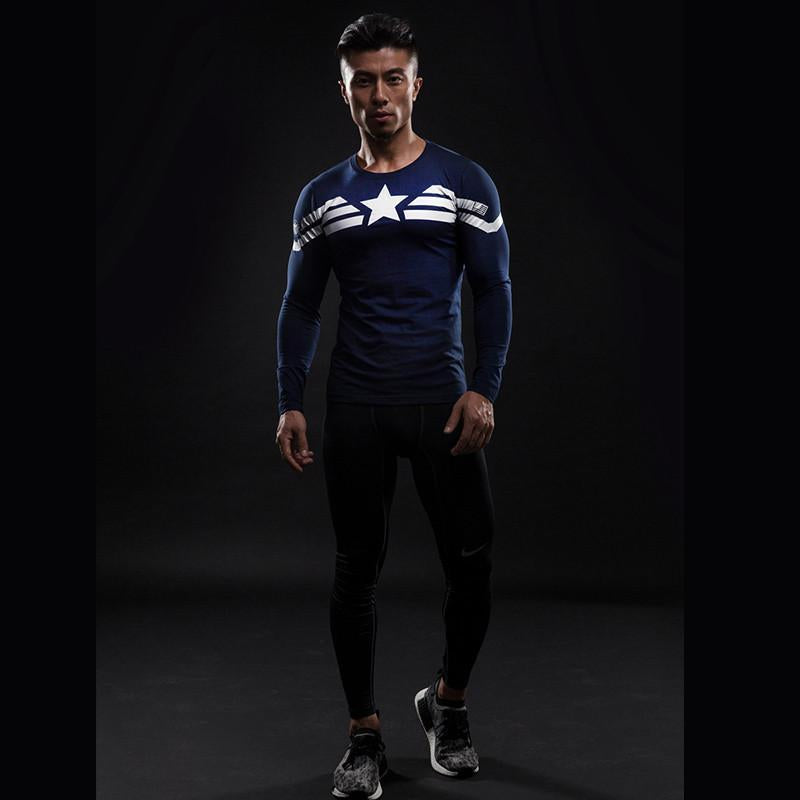 Captain America: 3D Printed Star Captain America Long Sleeve Shirt