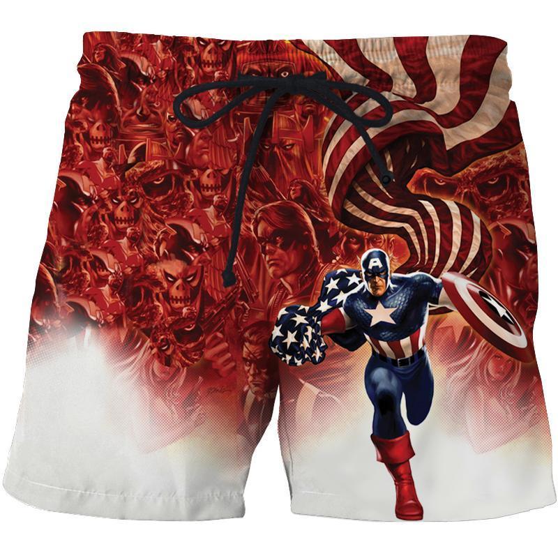 Captain America: 3D Printed Stylish Captain America Shorts