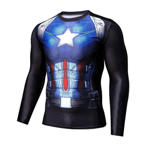 Captain America Shirt Verbalisation Long Sleeve Shirt 3D Printed