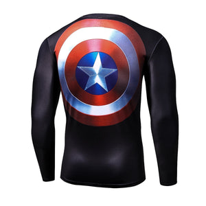 Captain America Shirt Verbalisation Long Sleeve Shirt 3D Printed