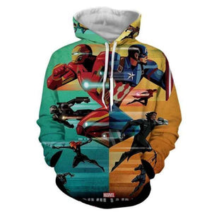 Captain America & Iron Man Hoodie 3D Printed