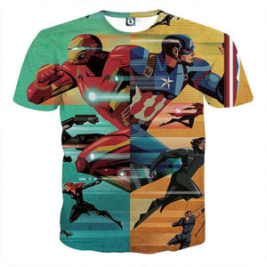 Captain America & Iron Man T-Shirt 3D Printed