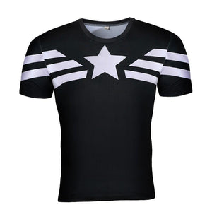 Captain America Tee: 3D Printed Black & White Captain America T-Shirts