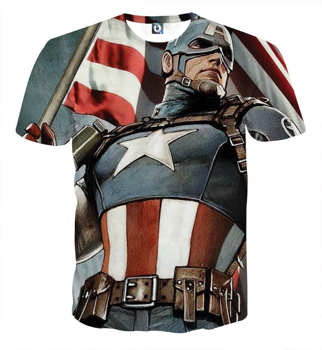 Captain America Tee: 3D Printed Blargh Captain America T-Shirts