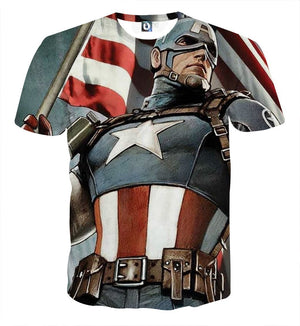 Captain America Tee: 3D Printed Blargh Captain America T-Shirts