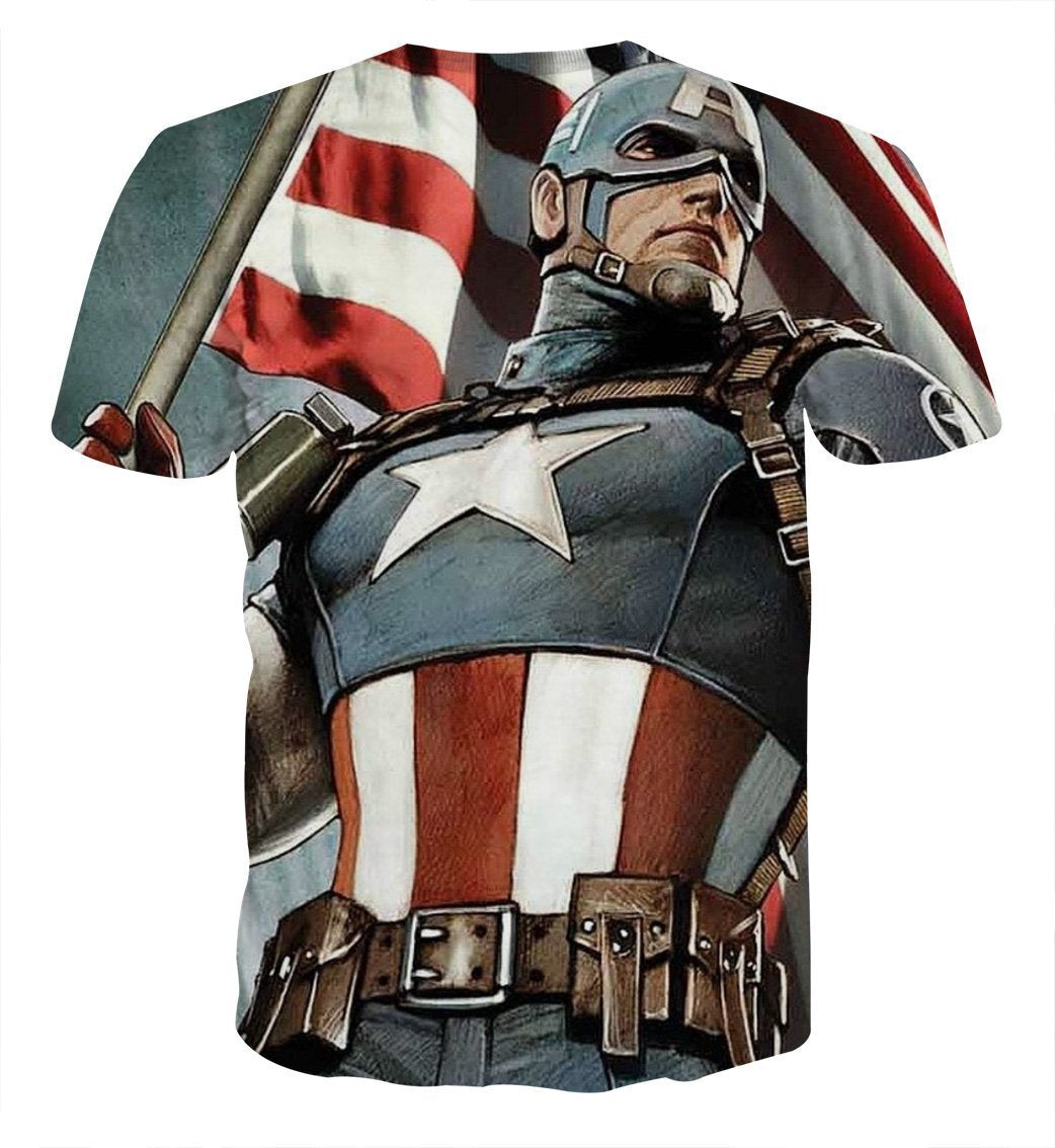 Captain America Tee: 3D Printed Blargh Captain America T-Shirts
