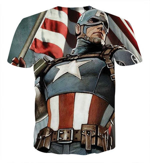 Captain America Tee: 3D Printed Blargh Captain America T-Shirts