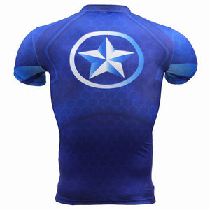 Captain America T-Shirts 3D Printed Bright Blue & White