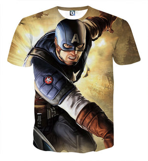 Captain America Tee: 3D Printed Etymon Captain America T-Shirts