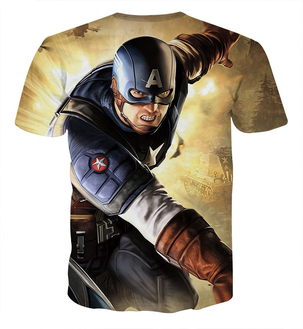 Captain America Tee: 3D Printed Etymon Captain America T-Shirts