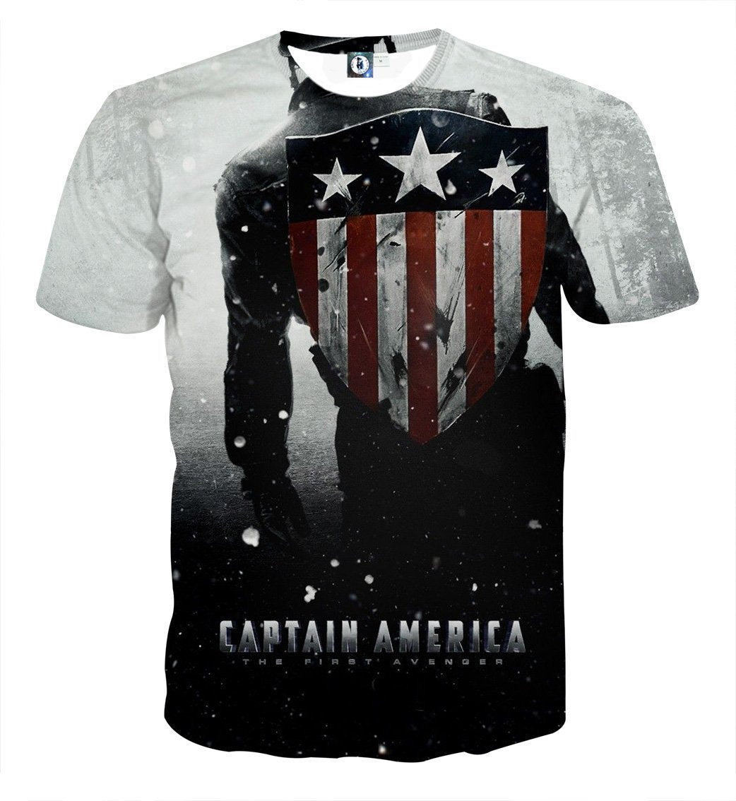 Captain America Tee: 3D Printed Horology Captain America T-Shirts