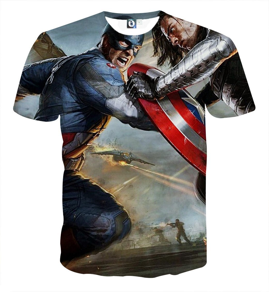 Captain America Tee: 3D Printed Iridescent Captain America T-Shirts