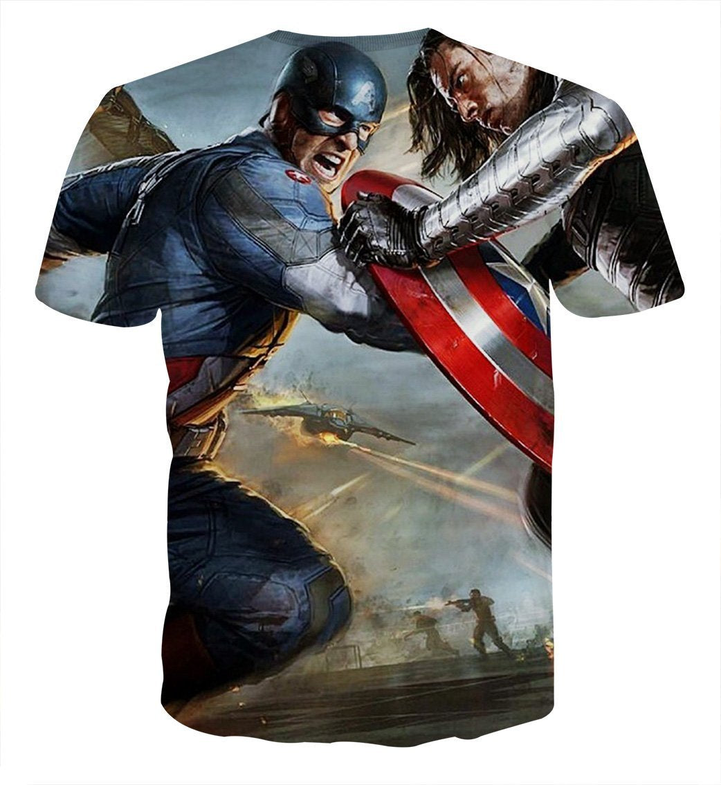Captain America Tee: 3D Printed Iridescent Captain America T-Shirts